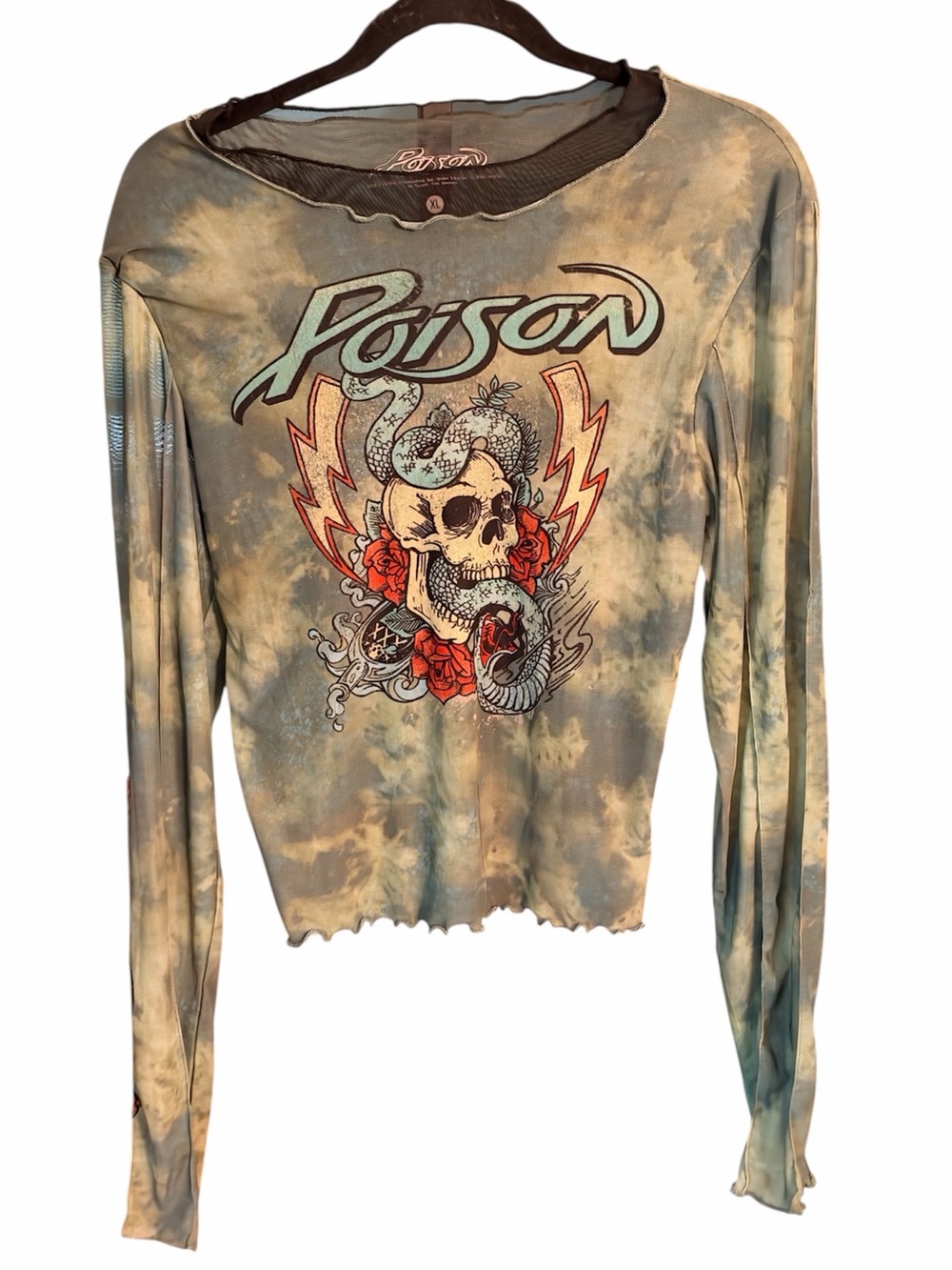 Goodie Two Sleeves Poison Mesh Semi Sheer Long Sleeve Bad T-Shirt, size XL